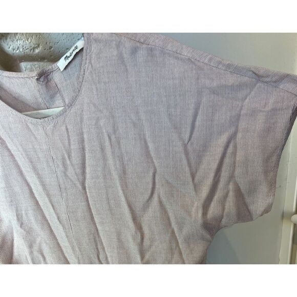 Madewell Women’s Red White Stripe Tie Front Button Back Short Sleeve Shirt Sz S - Picture 8 of 13